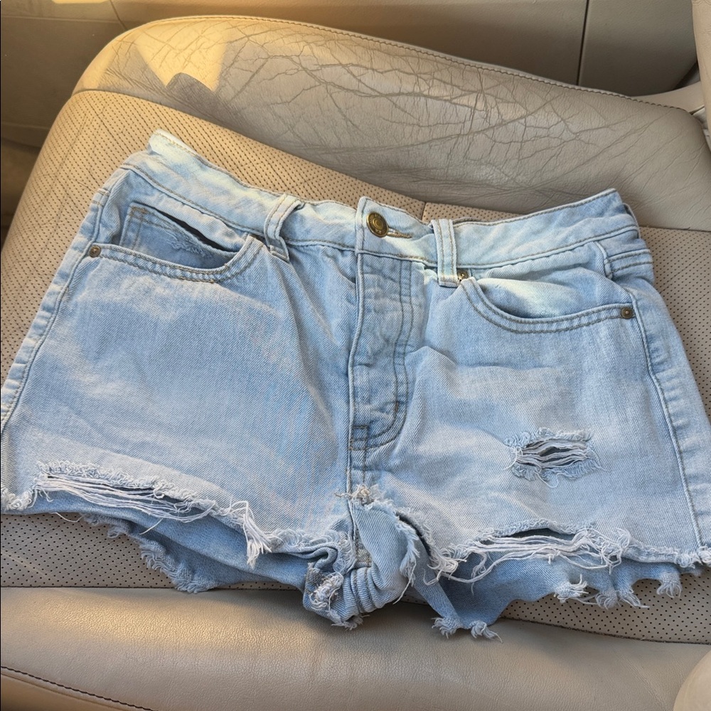 Tilly's Light Blue Distressed Denim Cutoff Shorts